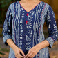 Indigo kurta elevated with delicate pink piping and buttons