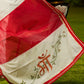 Timeworn Ivory Chanderi Saree with Red-Gold Border & Hand-Painted Pujo Special Pallu