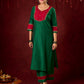 Handcrafted embroidery on luxurious forest green cotton-silk kurta -Pant optional