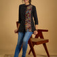 Traditional hand kalamkari designs on contrasting black cotton giving a  classic style - Pant optional