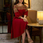 Classic Maroon & Beige Cotton Dress with Jamdani Inspired Hand Block Printed Border and Tie-Up Belt