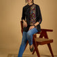 Traditional hand kalamkari designs on contrasting black cotton giving a  classic style - Pant optional