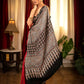 Red modal silk Bandhej saree with Ajrakh pallu and border
