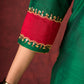 Handcrafted embroidery on luxurious forest green cotton-silk kurta -Pant optional