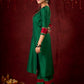 Handcrafted embroidery on luxurious forest green cotton-silk kurta -Pant optional