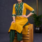 Exclusive-Mustard-Cotton-Straight-Cut-Kurta-With-Ikat-Combination-Yoke-&-Madhubani-Highlights--Pant-Optional