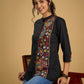 Traditional hand kalamkari designs on contrasting black cotton giving a  classic style - Pant optional