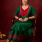 Handcrafted embroidery on luxurious forest green cotton-silk kurta -Pant optional