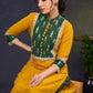 Exclusive-Mustard-Cotton-Straight-Cut-Kurta-With-Ikat-Combination-Yoke-&-Madhubani-Highlights--Pant-Optional