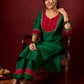 Handcrafted embroidery on luxurious forest green cotton-silk kurta -Pant optional