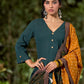 Effortless Bottle Green Cotton Kurta with Sleek Minimal Finish