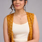 Mustard Majesty Viscose Bandhani Shrug in Flowy High Low Silhouette
