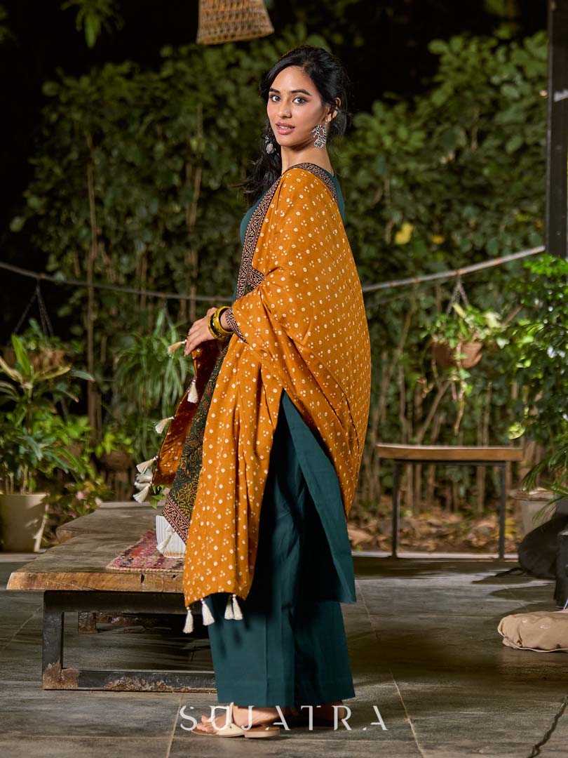 Effortless Bottle Green Cotton Kurta with Sleek Minimal Finish