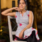 Minimal White Cotton Hand Block Printed Kurta With Bold Geometric Pattern