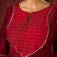 Elegant straight-cut kurta in maroon with shimmering golden buttis - Pant and Dupatta optional