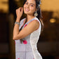 Minimal White Cotton Hand Block Printed Kurta With Bold Geometric Pattern