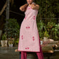 Breezy Blush Pink Cotton Kurta with Artistic Hand Block Print