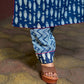 Deep Indigo Kurta with Playful Fish Print, Sculpted Neckline and Magenta Embroidery Accents