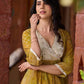 Exquisite yellow Bandhani printed kurta with a delicate off-white tissue overlay and refined accents.