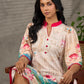 Pichwai-inspired off white lotus print dress with pink accents.