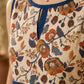 Chic Navy Blue Sleeveless Rayon Kurta with Floral Printed Yoke & Keyhole Neckline