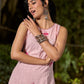 Breezy Blush Pink Cotton Kurta with Artistic Hand Block Print