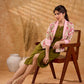 Blossom Pink Floral Print Cotton Short Jacket with Pink Lapel Collar and Cuff