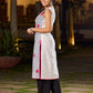 Minimal White Cotton Hand Block Printed Kurta With Bold Geometric Pattern