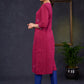 Elegant-Wine-Cotton-Straight-Cut-Kurta-With-Beautiful-Overall-Embroidery--Pant-Optional