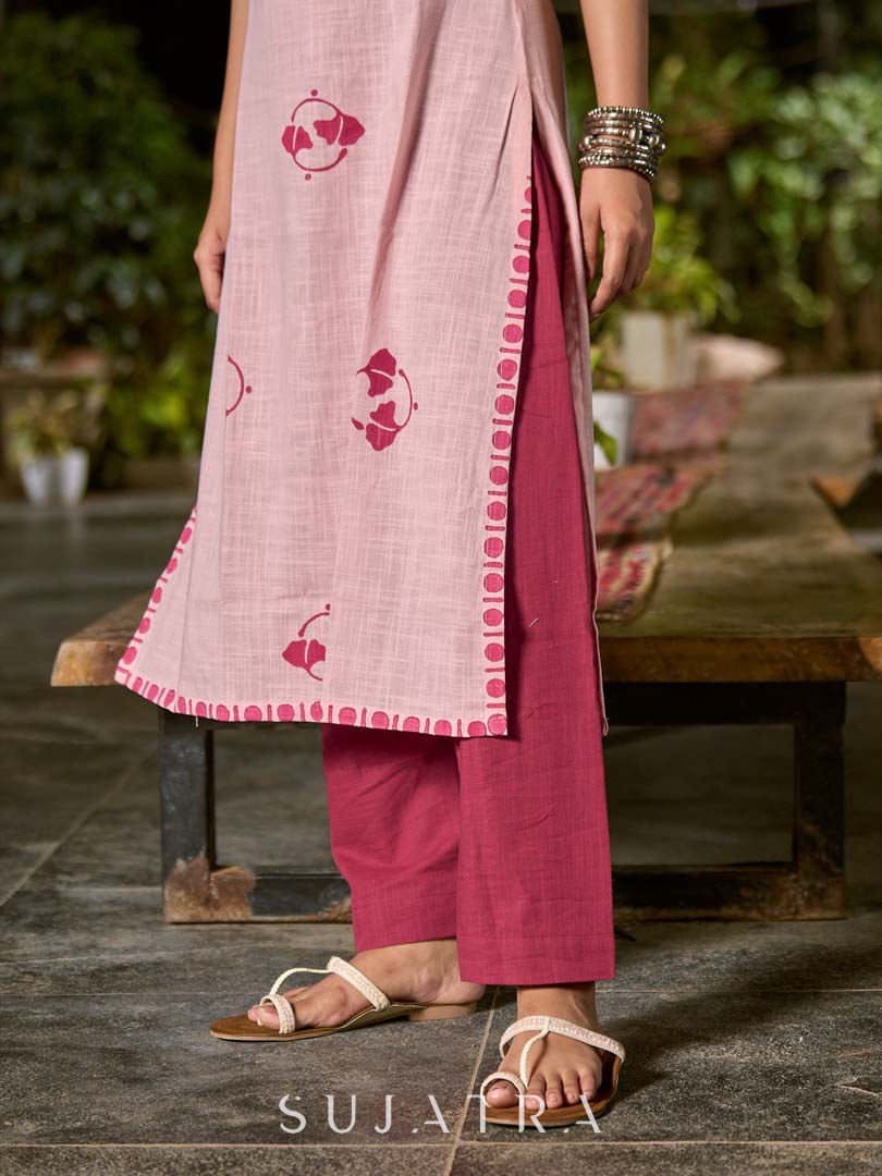 Elegant Magenta Cotton Pencil Pants with Refined Shape