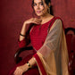Elegant straight-cut kurta in maroon with shimmering golden buttis - Pant and Dupatta optional