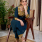Chic Bottle Green Cotton Kurta with Mustard Floral Printed Yoke & Cuff with Handcrafted Kantha