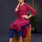 Elegant-Wine-Cotton-Straight-Cut-Kurta-With-Beautiful-Overall-Embroidery--Pant-Optional