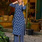 Timeless indigo kurta with an indigo border yoke and delicate stripe piping.