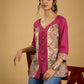 Madhubani print add charm to this magenta cotton top.