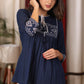Blue cotton Top with beautiful white embroidery and Dori