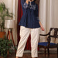 Blue cotton Top with beautiful white embroidery and Dori