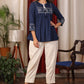 Blue cotton Top with beautiful white embroidery and Dori