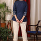 Blue cotton Top with beautiful white embroidery and Dori