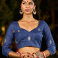 Folk-Inspired Golden Assam Silk Saree with Kalamkari Embroidered Border & Trim