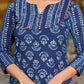 Timeless indigo kurta with an indigo border yoke and delicate stripe piping.