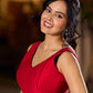 Exquisite Red Cotton Silk Sleeveless Blouse