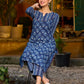 Timeless indigo kurta with an indigo border yoke and delicate stripe piping.