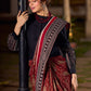 Heritage Maroon Ajrakh Print Cotton Saree with Bold Geometric Border