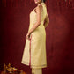 Elegant halter neck kurta in soft Chanderi with hand-painted art pant n dupatta optional