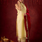 Elegant halter neck kurta in soft Chanderi with hand-painted art pant n dupatta optional