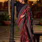Heritage Maroon Ajrakh Print Cotton Saree with Bold Geometric Border