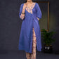Classy-Blue-Cotton-A-Line-Kurta-Highlighted-With-Beautiful-Ajrakh-Print--Pant-Optional