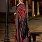 Heritage Maroon Ajrakh Print Cotton Saree with Bold Geometric Border