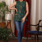 Green Ikkat sleeveless Top with red buttons